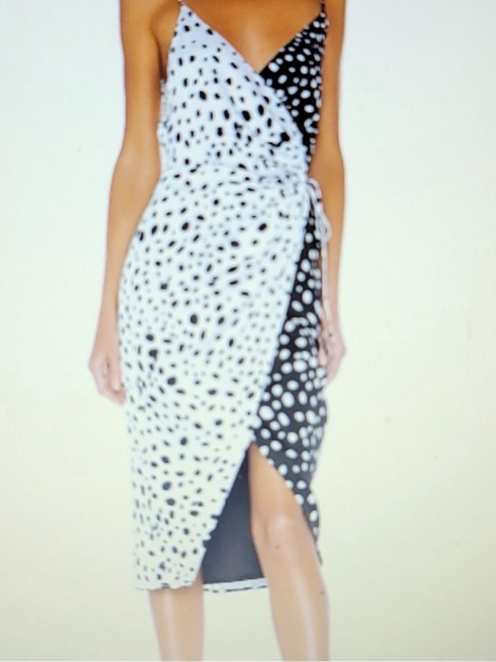 Revolve LPA Black & White polkadot Wrap Midi Dress SZ XS Backless